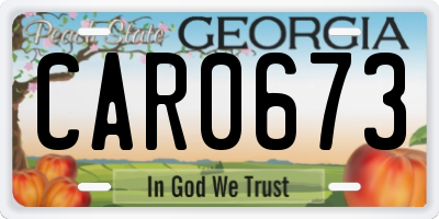 GA license plate CAR0673