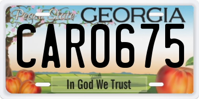 GA license plate CAR0675