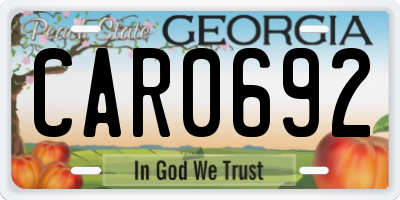 GA license plate CAR0692