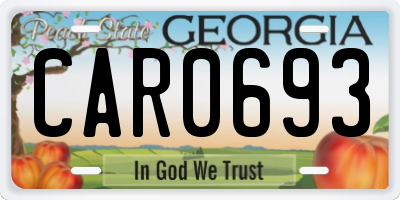 GA license plate CAR0693