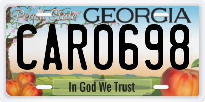 GA license plate CAR0698