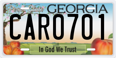 GA license plate CAR0701