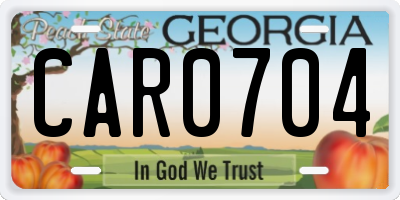 GA license plate CAR0704