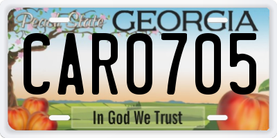 GA license plate CAR0705