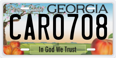 GA license plate CAR0708