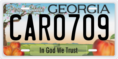 GA license plate CAR0709