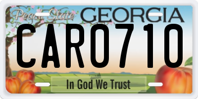 GA license plate CAR0710