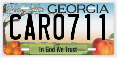 GA license plate CAR0711