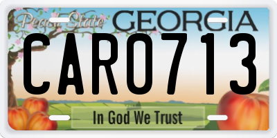 GA license plate CAR0713