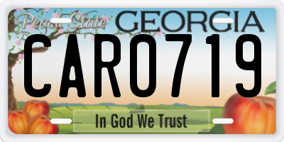 GA license plate CAR0719