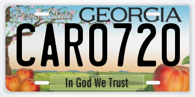 GA license plate CAR0720