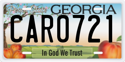 GA license plate CAR0721