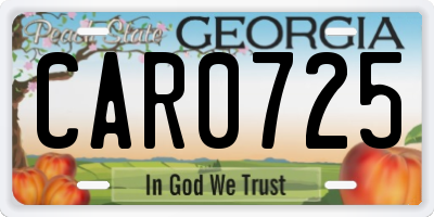 GA license plate CAR0725