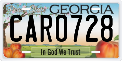 GA license plate CAR0728