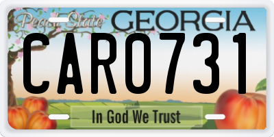 GA license plate CAR0731