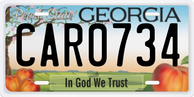 GA license plate CAR0734