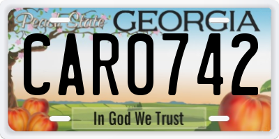 GA license plate CAR0742