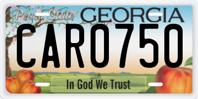 GA license plate CAR0750