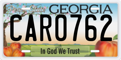 GA license plate CAR0762