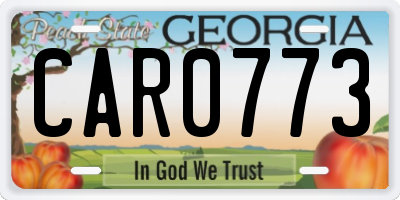 GA license plate CAR0773