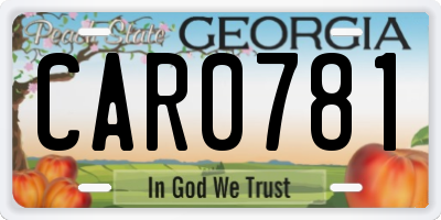 GA license plate CAR0781