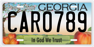 GA license plate CAR0789