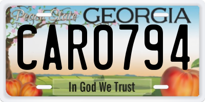 GA license plate CAR0794