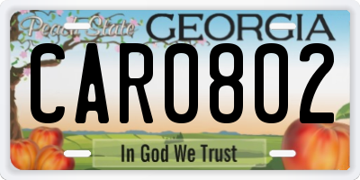 GA license plate CAR0802