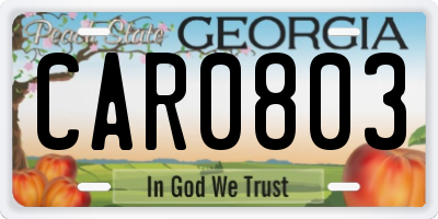 GA license plate CAR0803