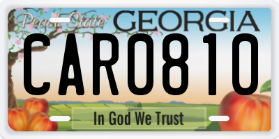 GA license plate CAR0810