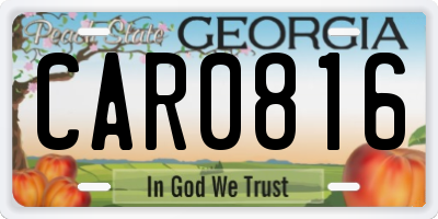 GA license plate CAR0816