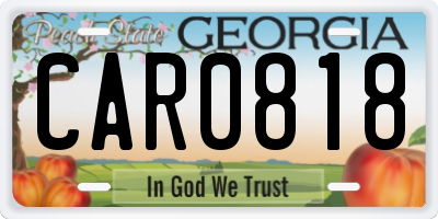 GA license plate CAR0818