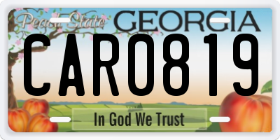 GA license plate CAR0819