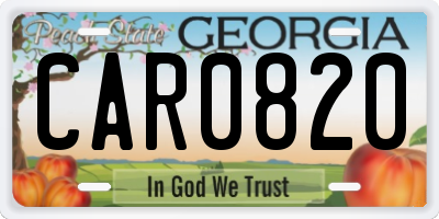 GA license plate CAR0820