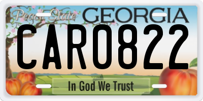 GA license plate CAR0822