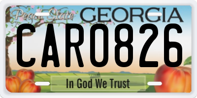 GA license plate CAR0826