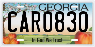 GA license plate CAR0830