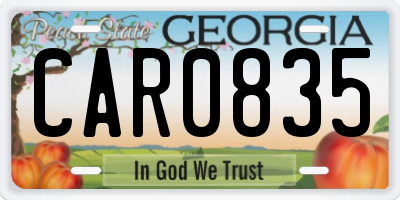 GA license plate CAR0835