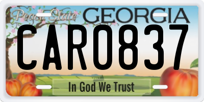 GA license plate CAR0837