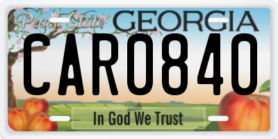 GA license plate CAR0840