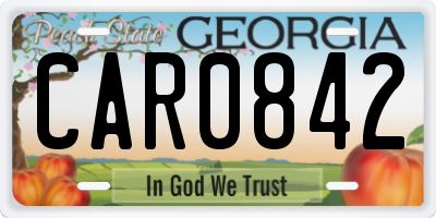 GA license plate CAR0842