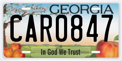 GA license plate CAR0847