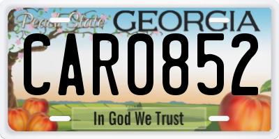 GA license plate CAR0852