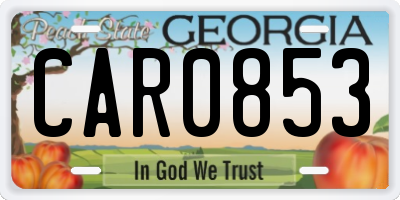 GA license plate CAR0853