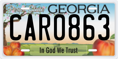 GA license plate CAR0863