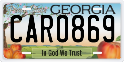 GA license plate CAR0869