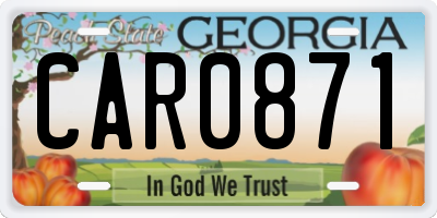 GA license plate CAR0871