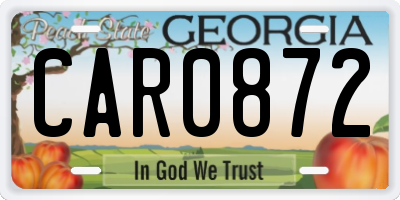 GA license plate CAR0872