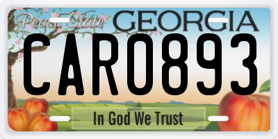 GA license plate CAR0893