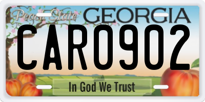 GA license plate CAR0902